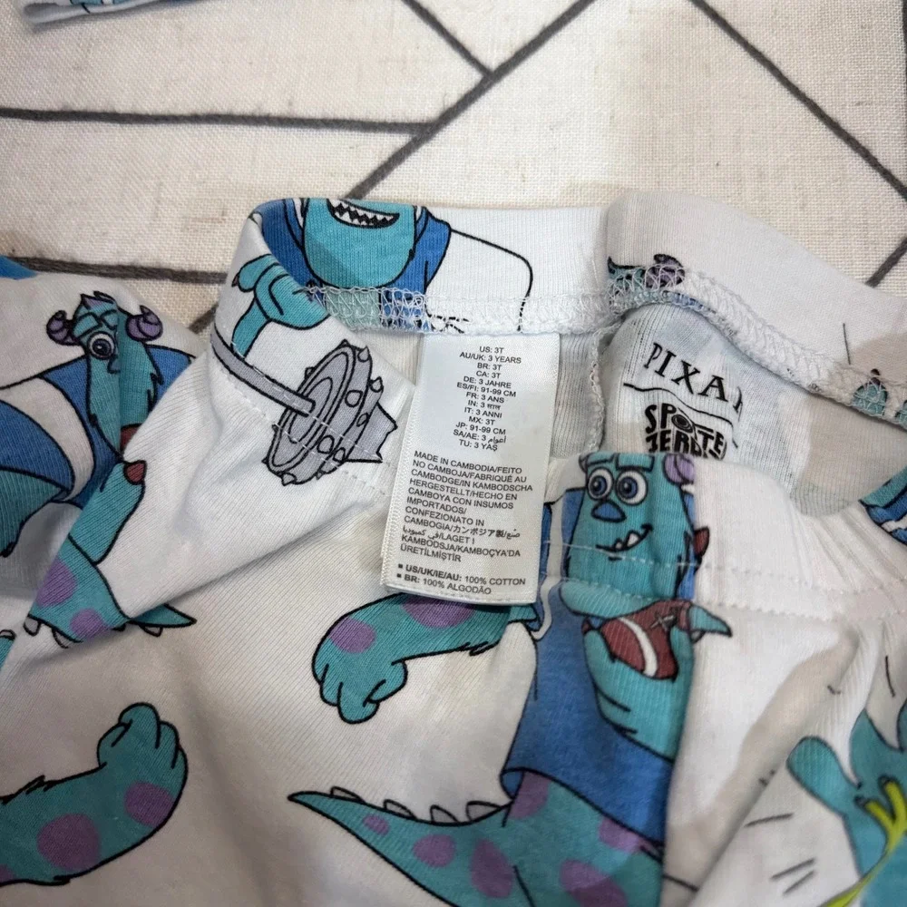 Spotted Zebra Pixar Pajama Set 3T  Monsters Inc Sulley Weight lifting  Snug Fit